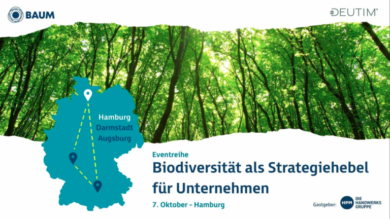 Veranstaltungsbanner zur Eventreihe „Biodiversität als Strategiehebel für Unternehmen“ am 7. Oktober 2026 in Hamburg.